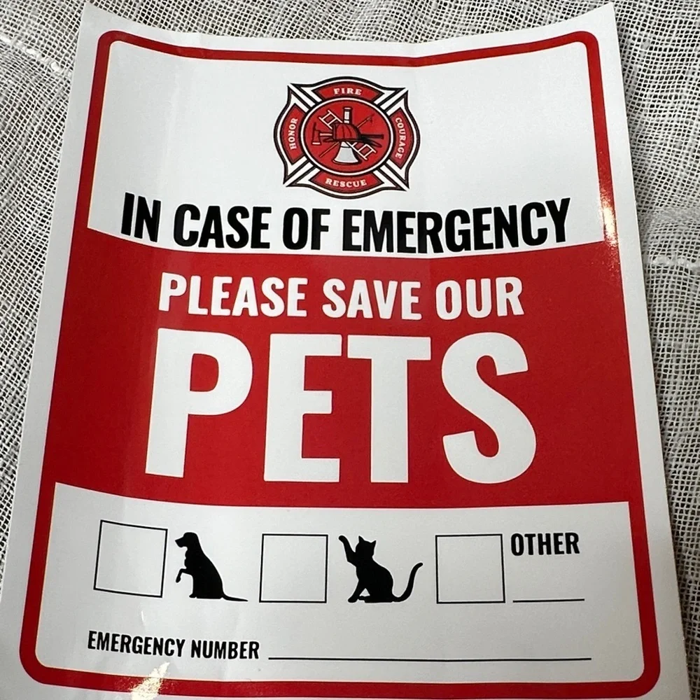 911 Emergency Sticker for Pet Life Saving NWT 5x4